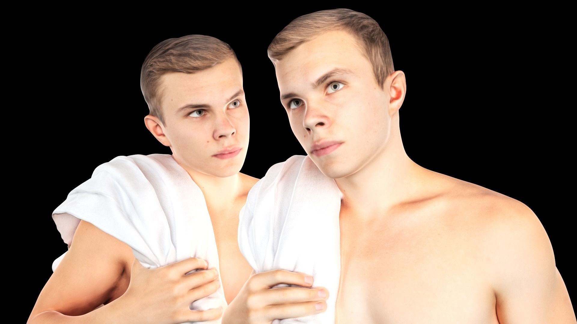 Couple with bath towels 07 Low-poly 3D model_6