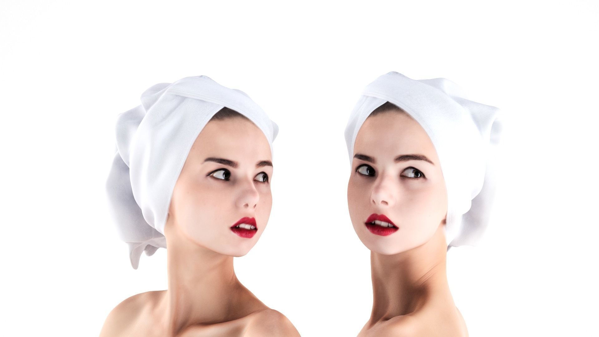 Couple with bath towels 07 Low-poly 3D model_13