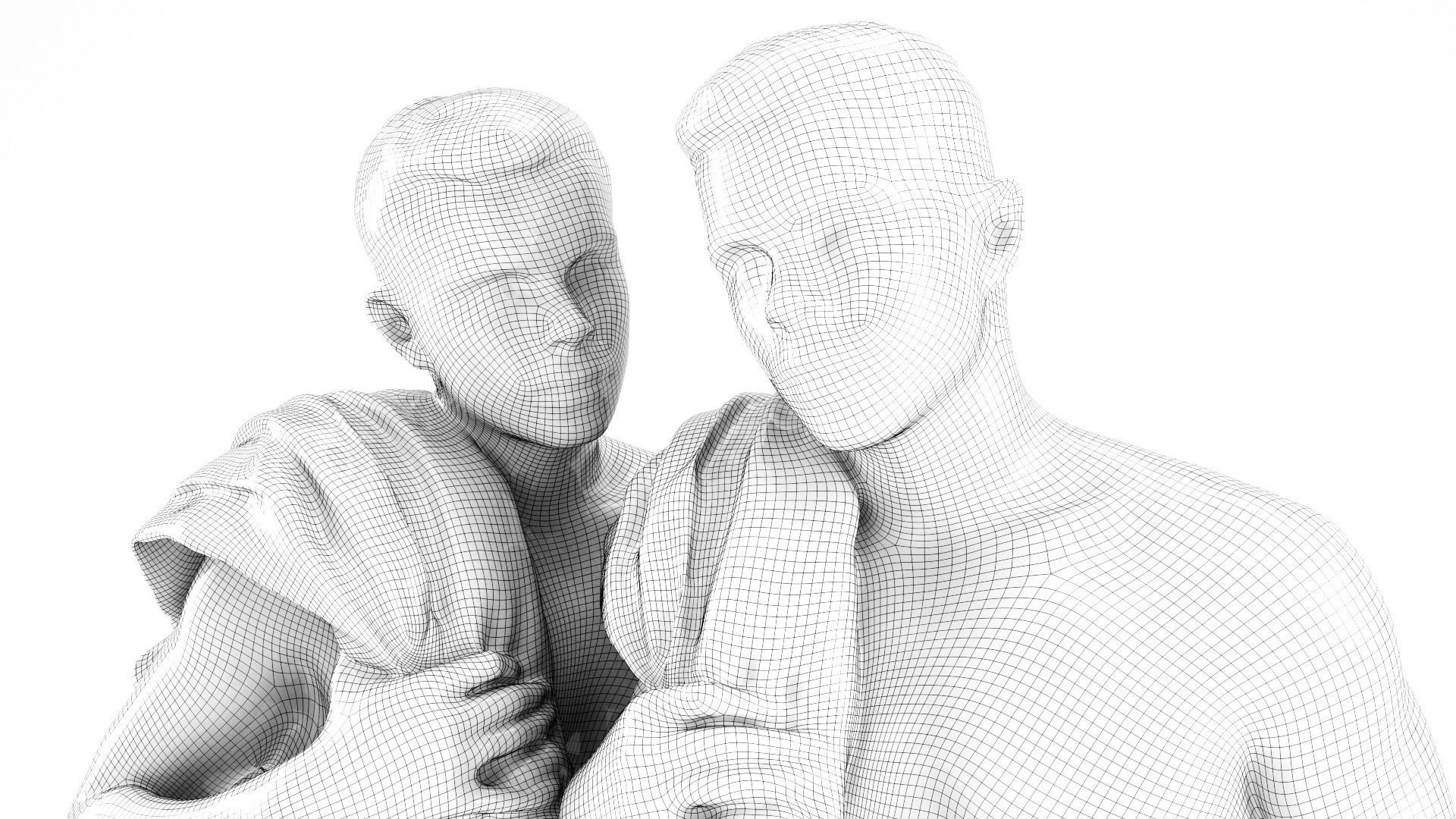 Couple with bath towels 07 Low-poly 3D model_8