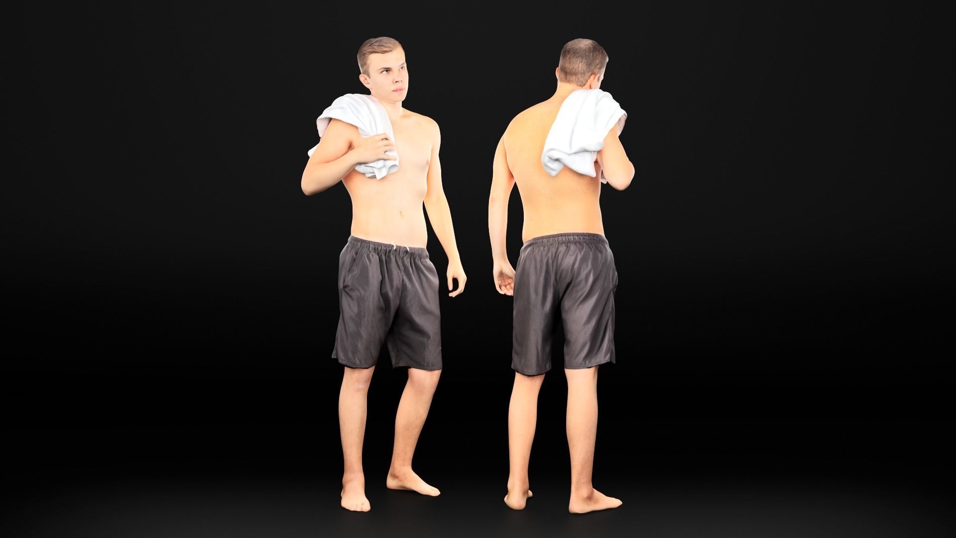 Couple with bath towels 07 Low-poly 3D model_5