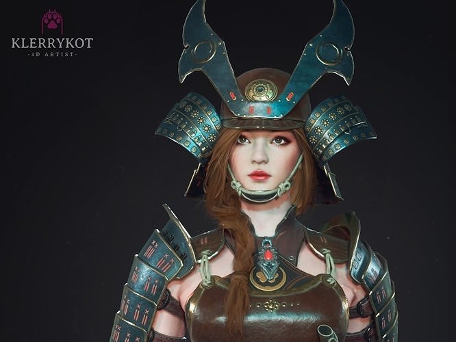 Samurai Girl Low-poly 3D model