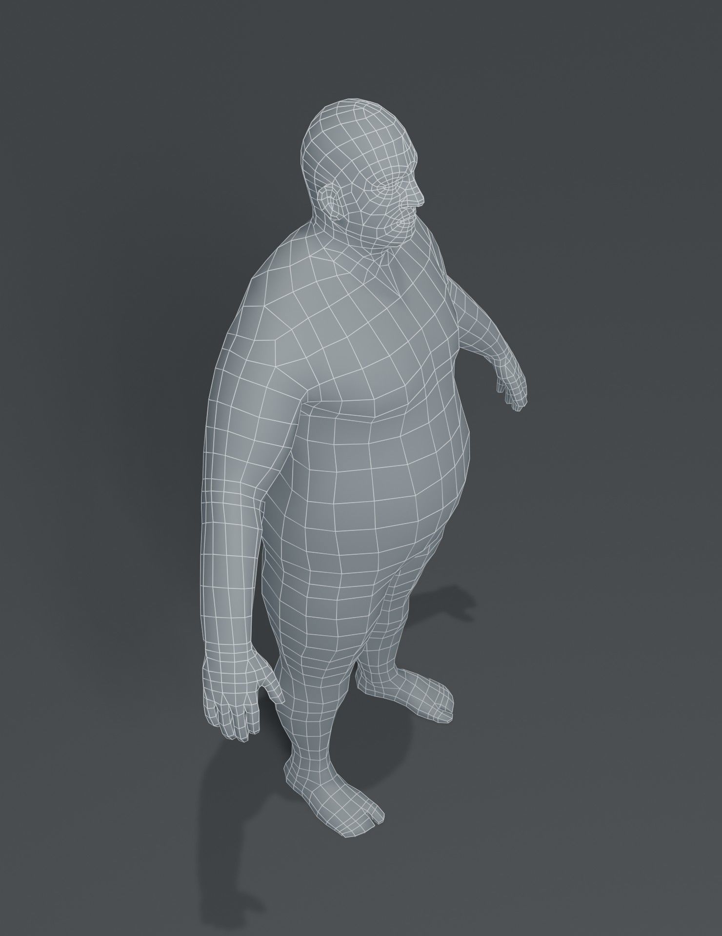 Male Body Fat Base Mesh 3D Model Low-poly 3D model_18