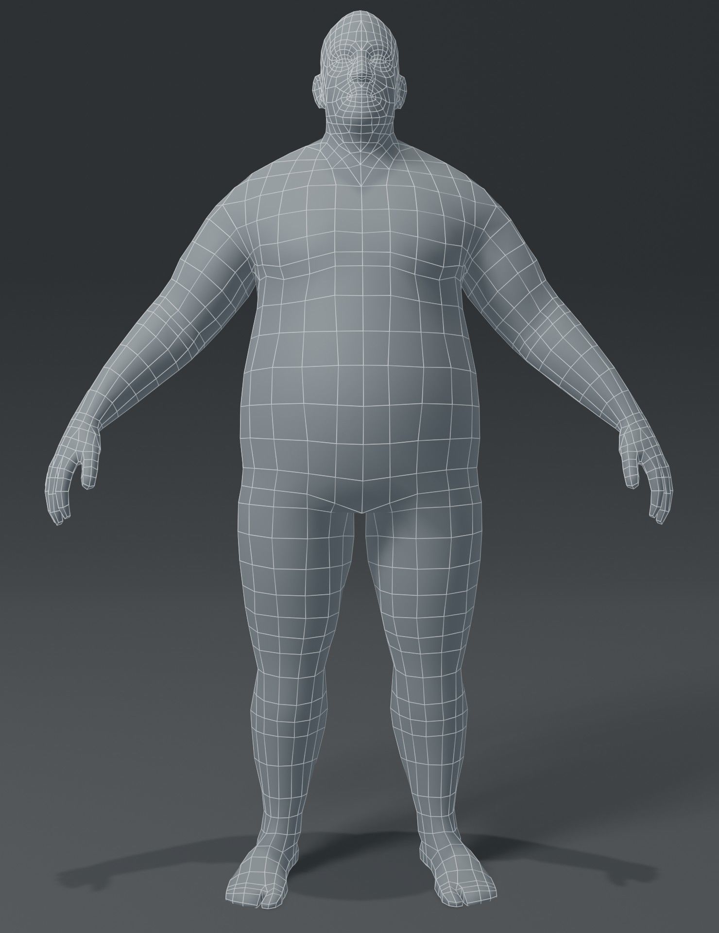 Male Body Fat Base Mesh 3D Model Low-poly 3D model_12