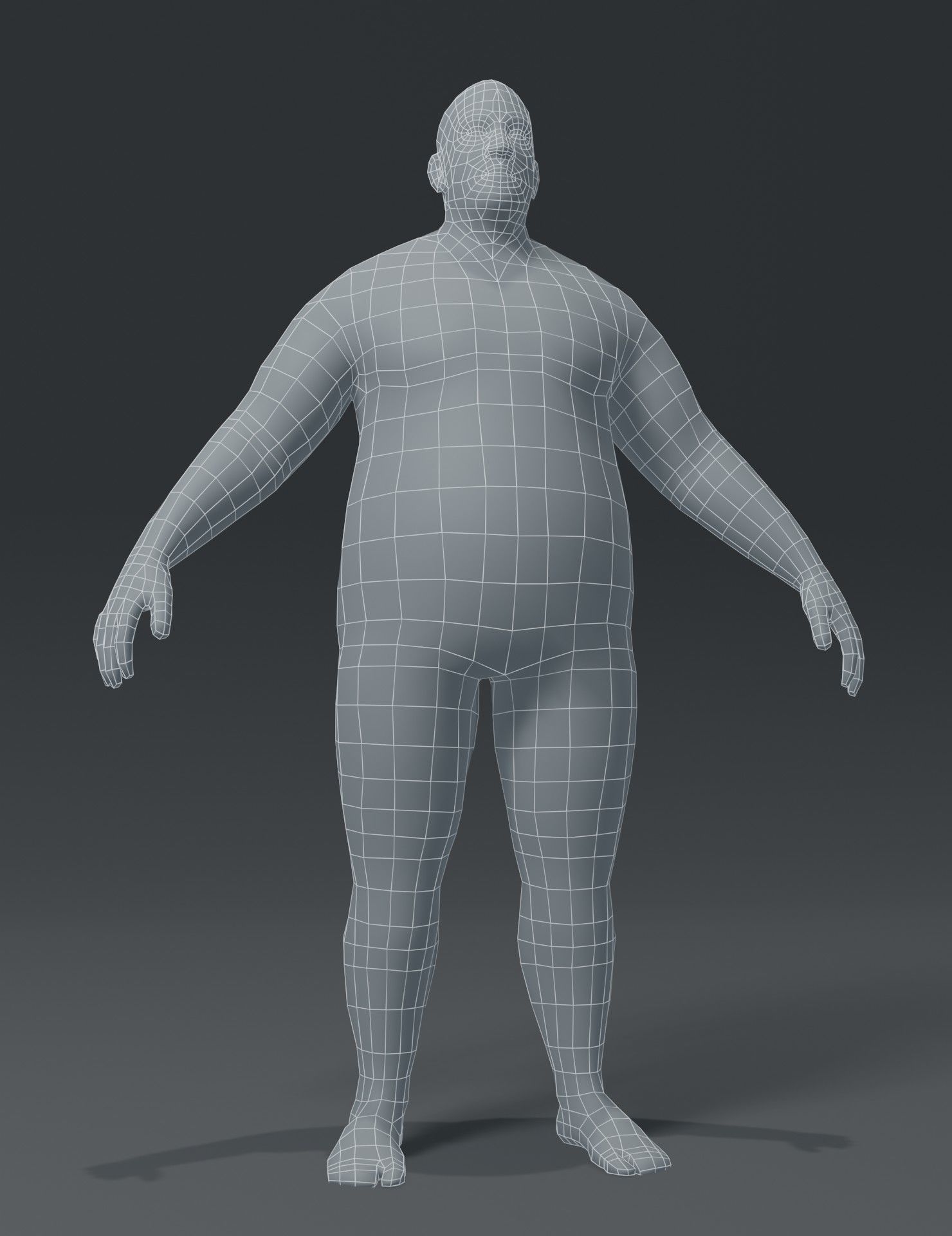 Male Body Fat Base Mesh 3D Model Low-poly 3D model_20
