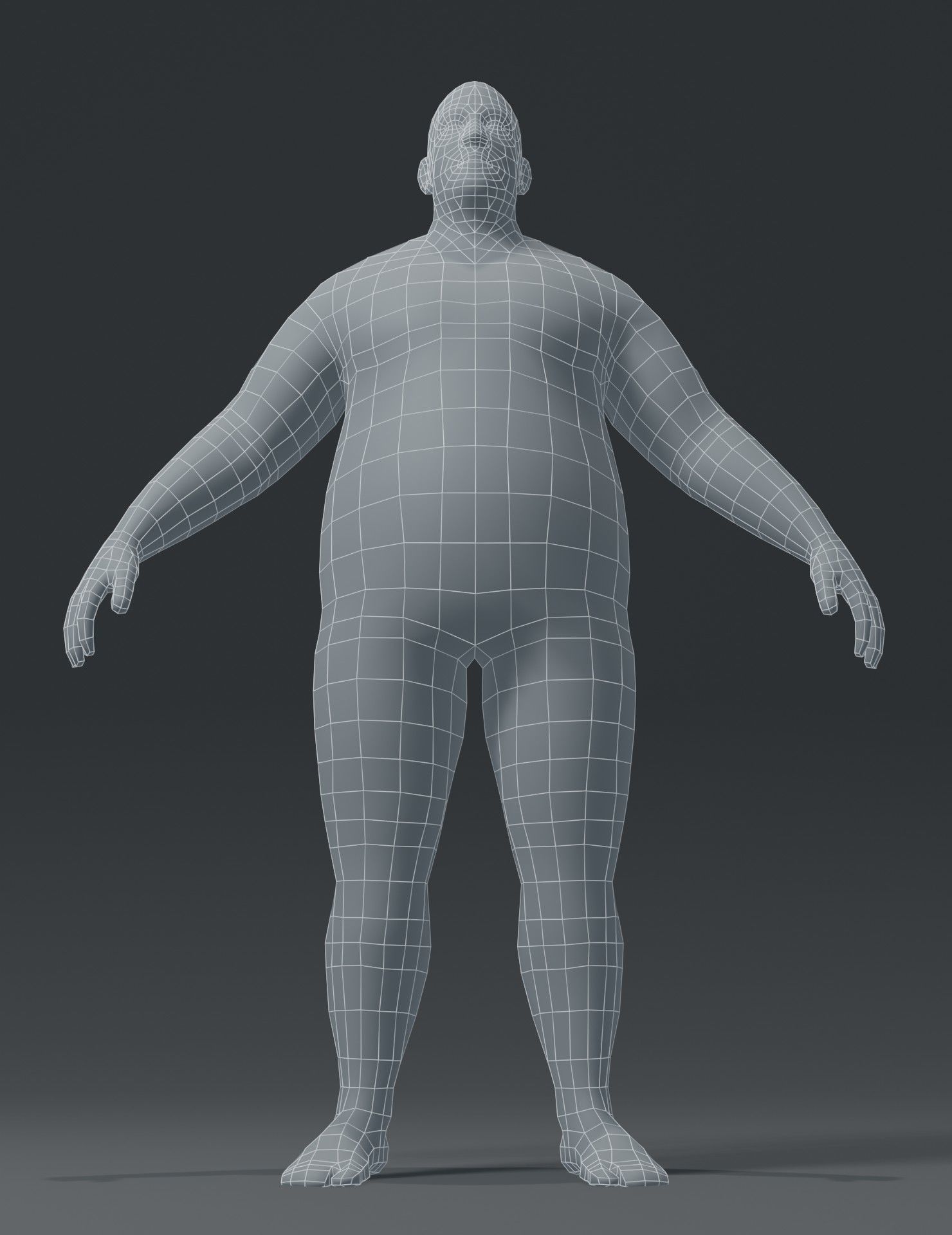 Male Body Fat Base Mesh 3D Model Low-poly 3D model_5