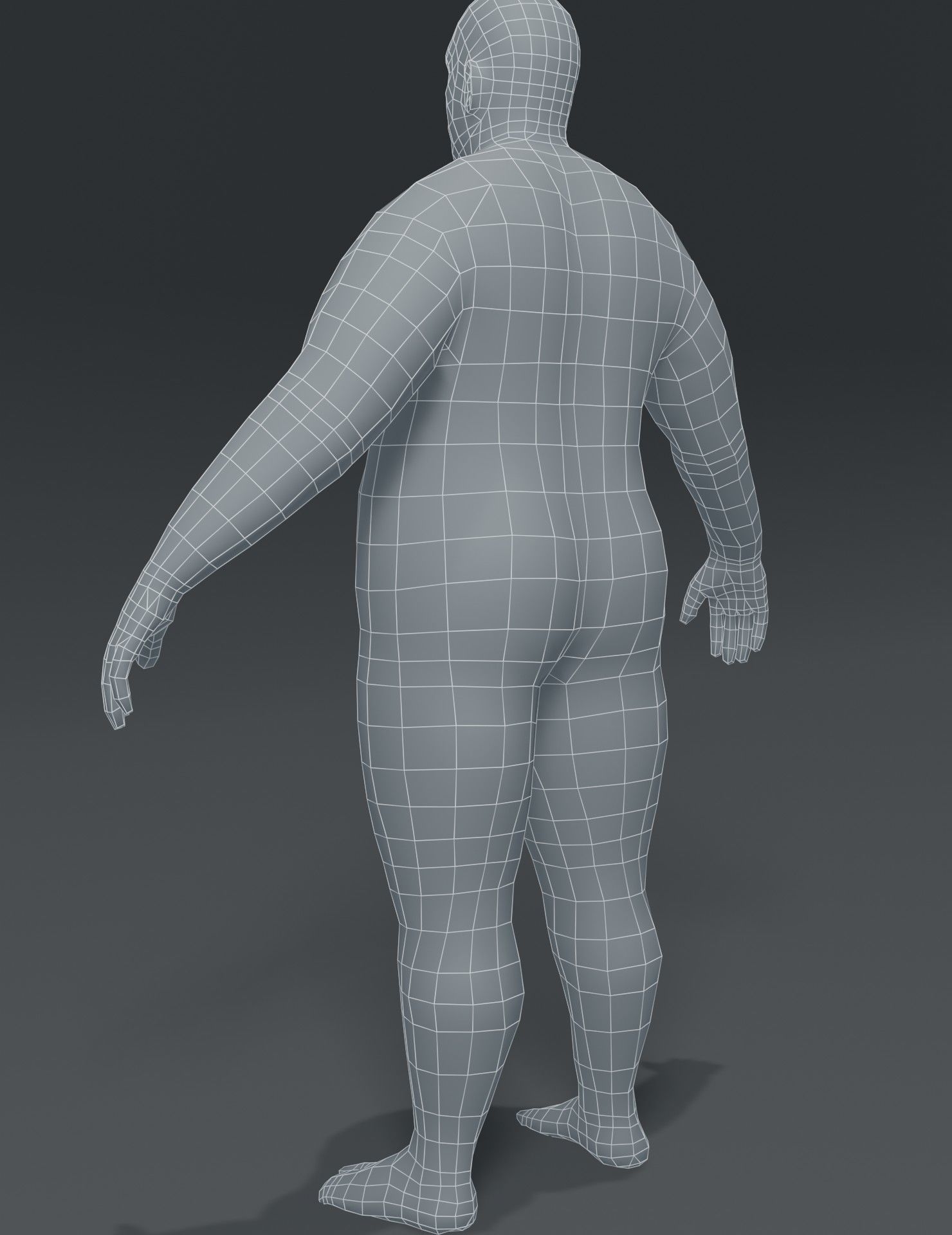Male Body Fat Base Mesh 3D Model Low-poly 3D model_16