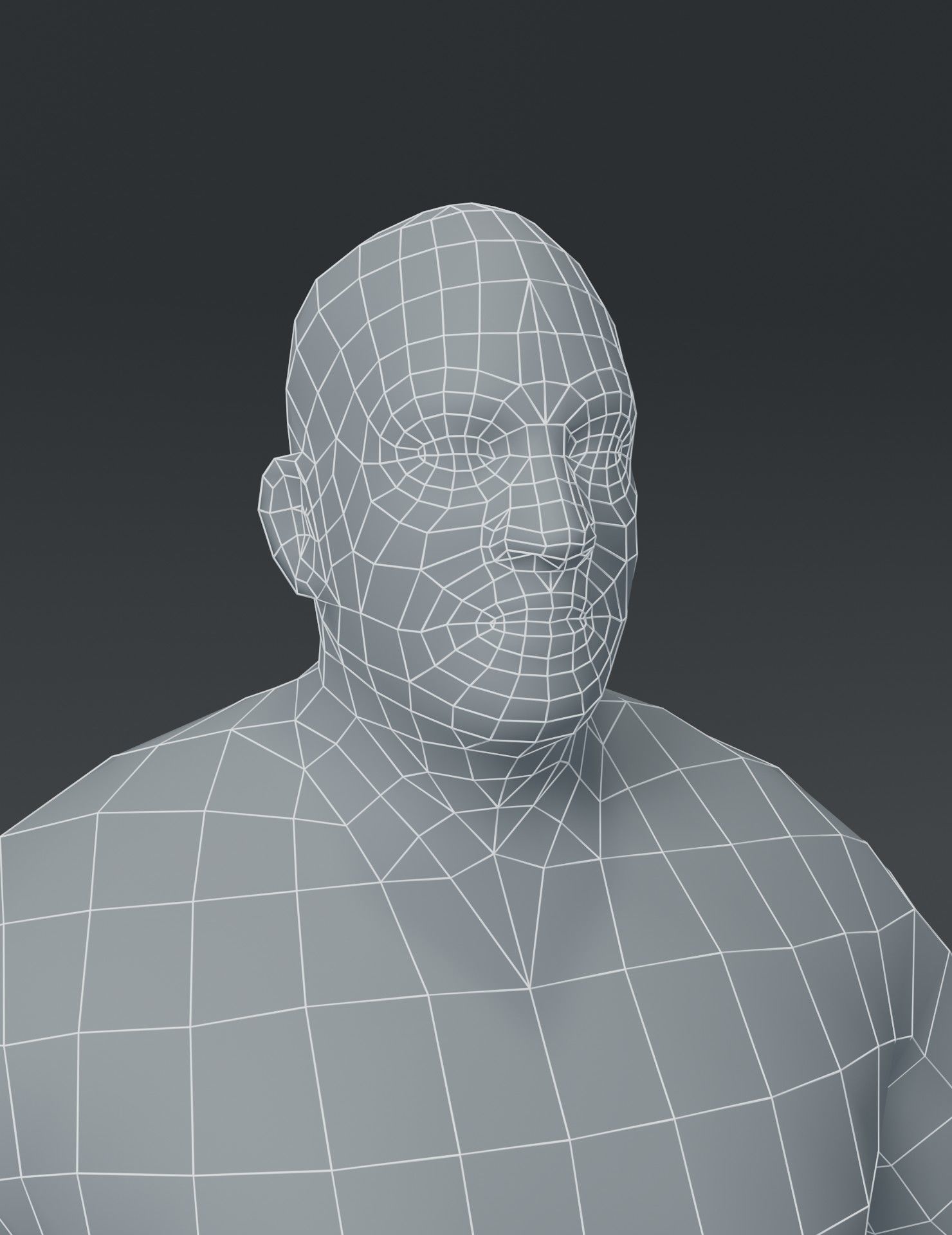 Male Body Fat Base Mesh 3D Model Low-poly 3D model_6
