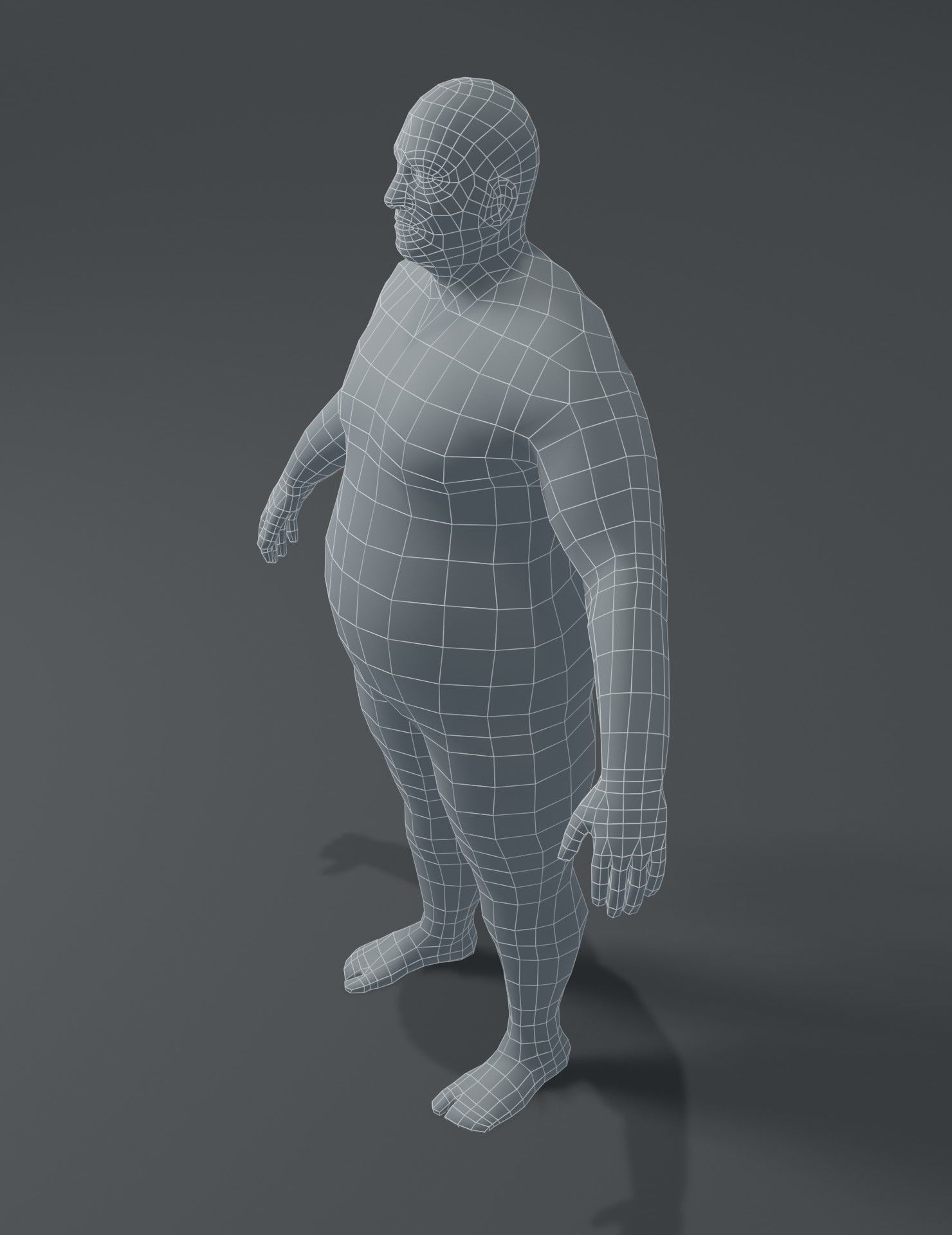 Male Body Fat Base Mesh 3D Model Low-poly 3D model_13