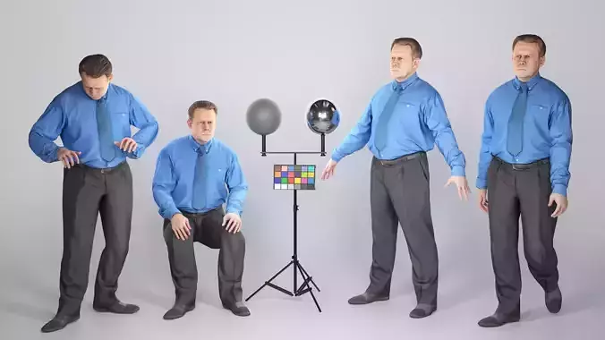 Animated man office style walking sitting working 78