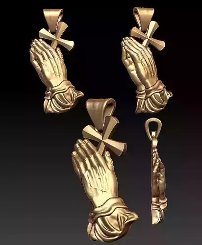 Praying Hands Cross pendant