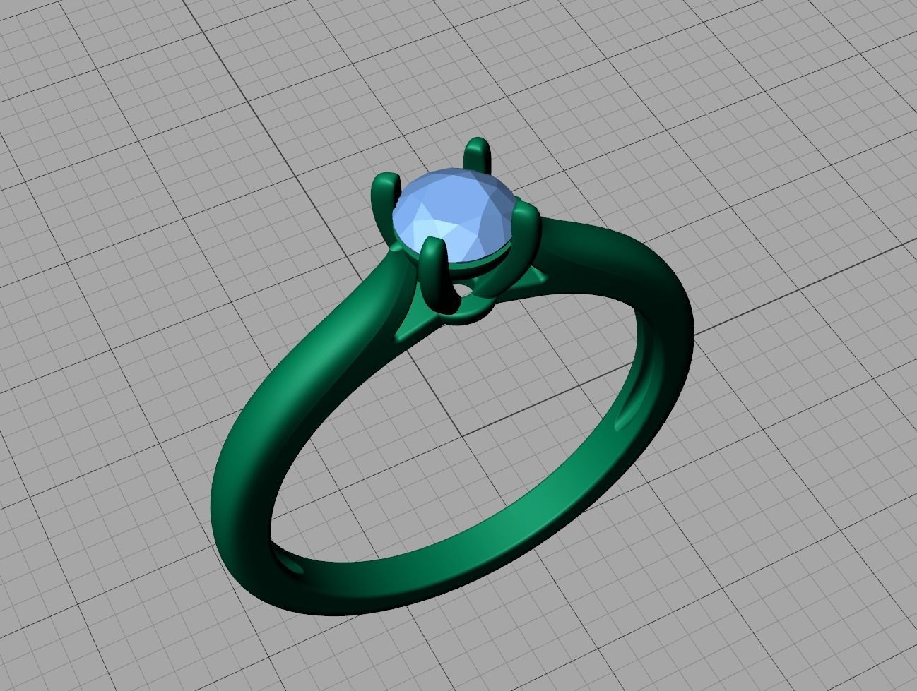 Classic Solitaire ring  4mm round stone 4prong setting 3D print model_16