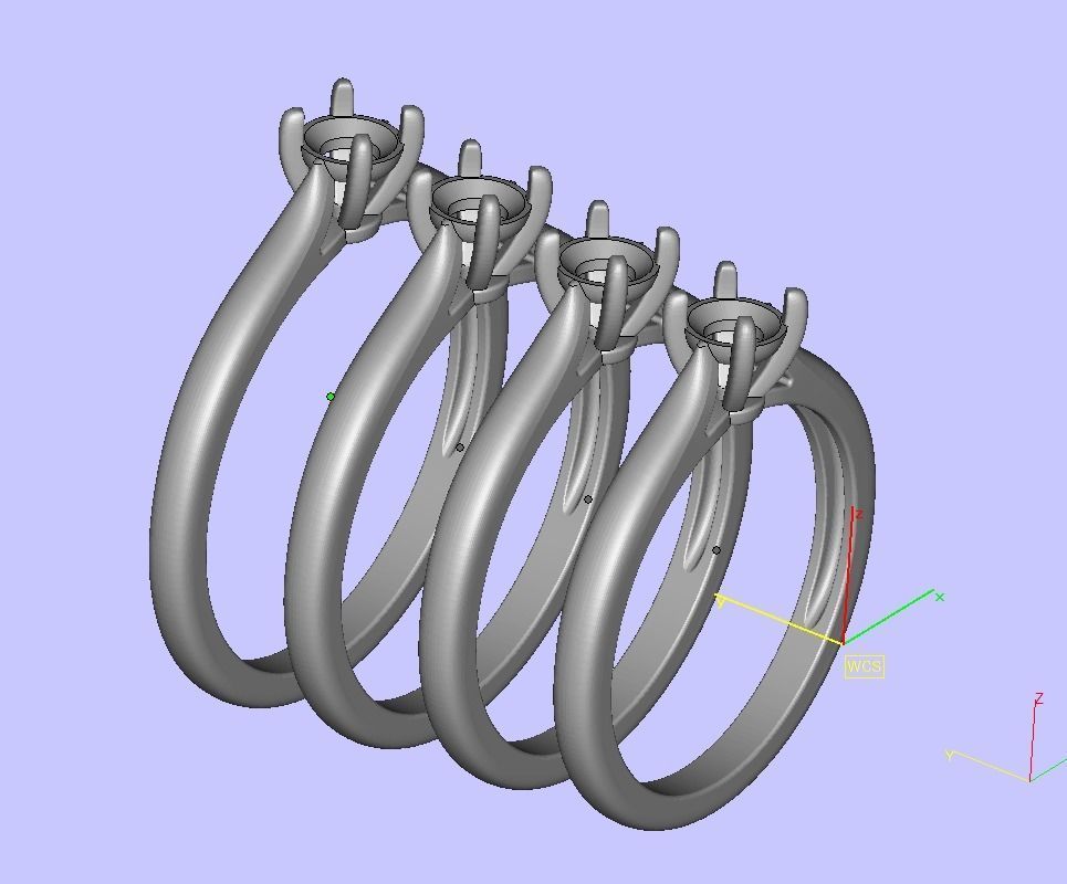 Classic Solitaire ring  4mm round stone 4prong setting 3D print model_20