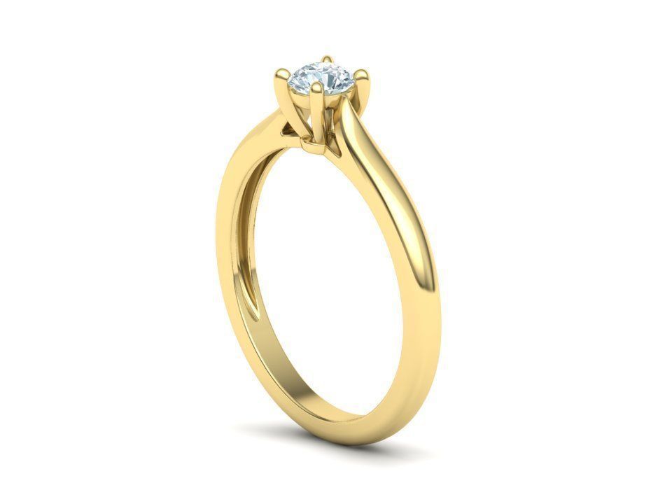 Classic Solitaire ring  4mm round stone 4prong setting 3D print model_13