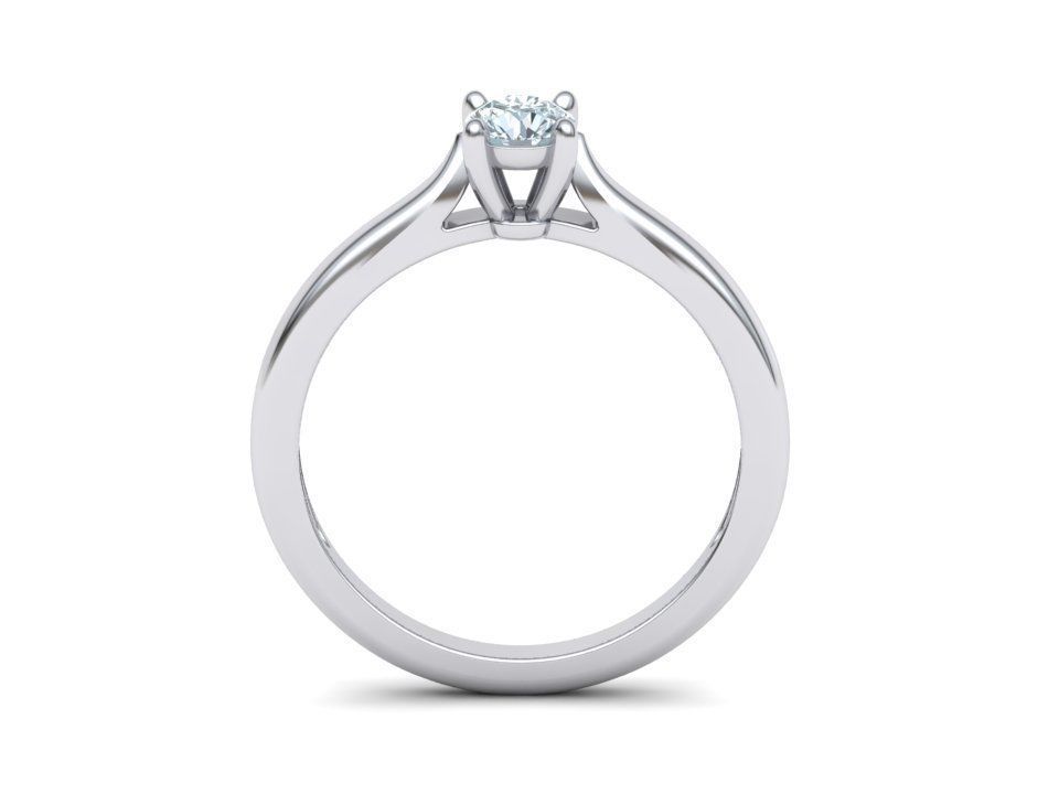 Classic Solitaire ring  4mm round stone 4prong setting 3D print model_11