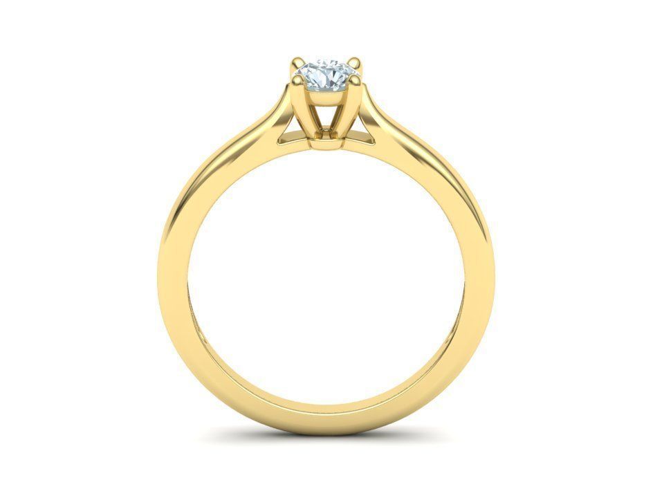 Classic Solitaire ring  4mm round stone 4prong setting 3D print model_9