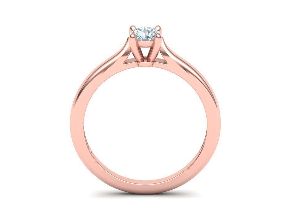 Classic Solitaire ring  4mm round stone 4prong setting 3D print model_10