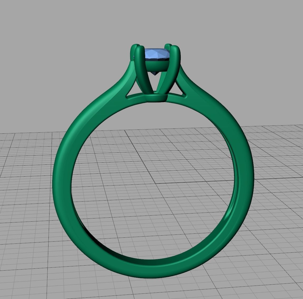 Classic Solitaire ring  4mm round stone 4prong setting 3D print model_17