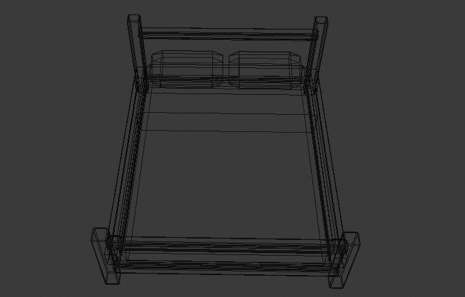 Low Poly Queen Sized Bed Low-poly 3D model_3