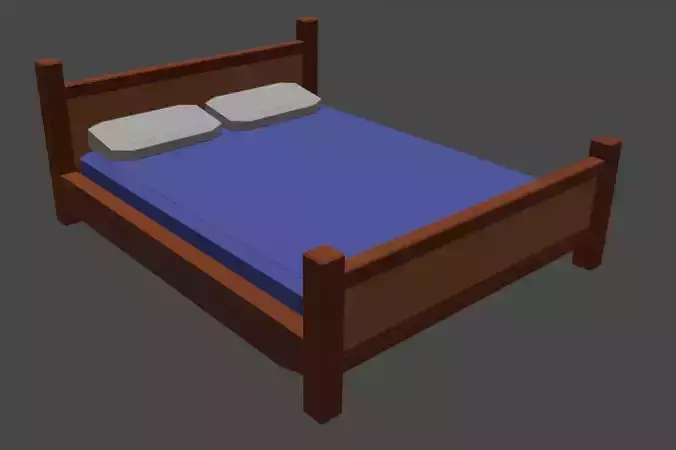 Low Poly Queen Sized Bed