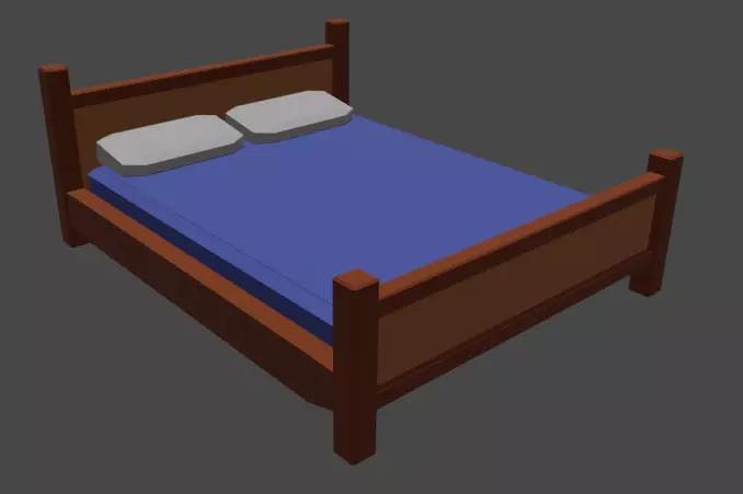 Low Poly Queen Sized Bed Low-poly 3D model_0