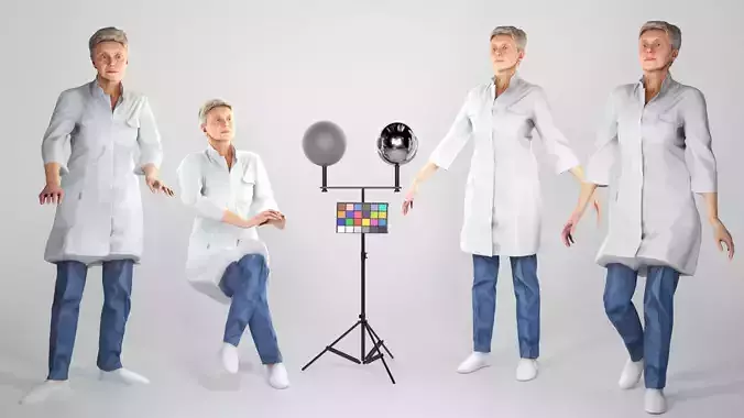 Animated medical doctor female walking sitting working 141