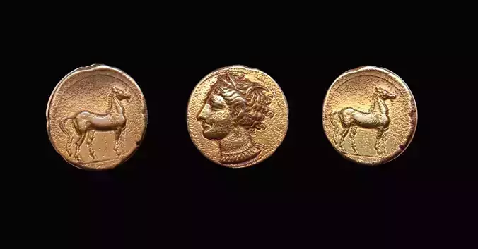 Coin - Carthage Gold Low-poly 3D model