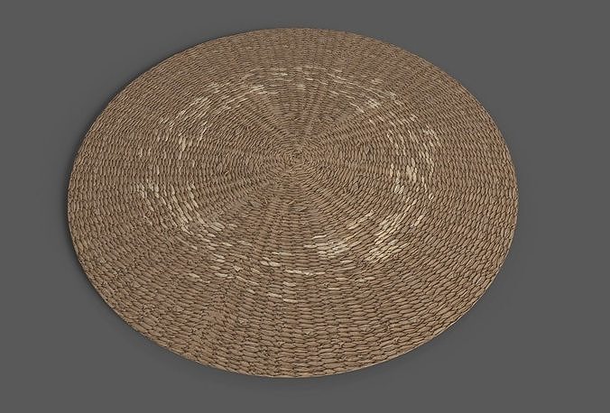 Jute Round Rug Low-poly 3D model