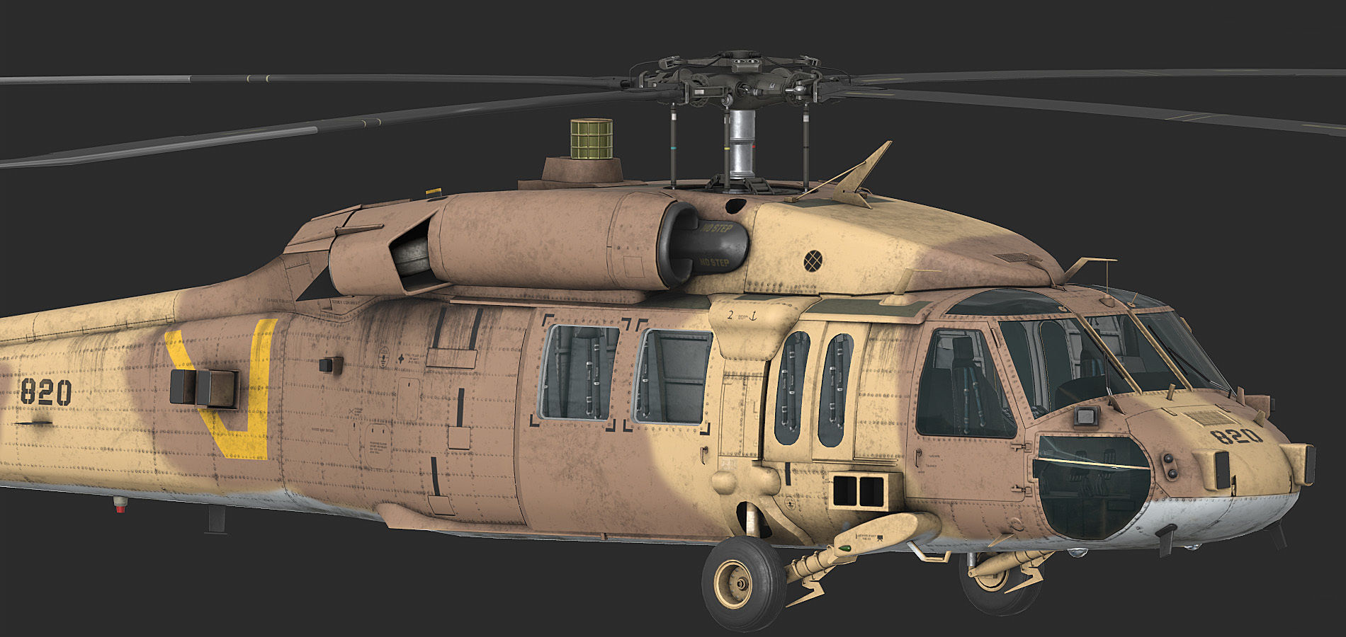 UH-60 YANSHUF Israel Low-poly 3D model_6