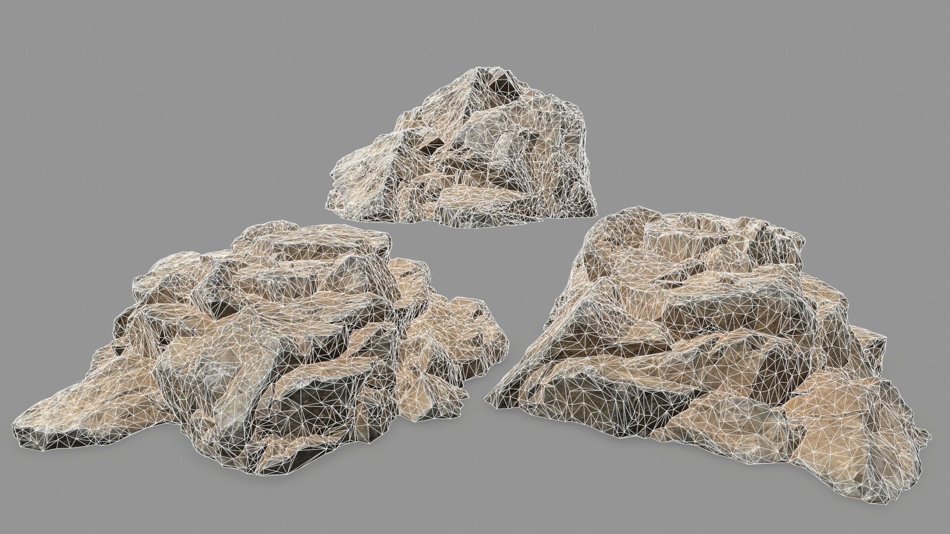 Rock Set Low-poly 3D model_2