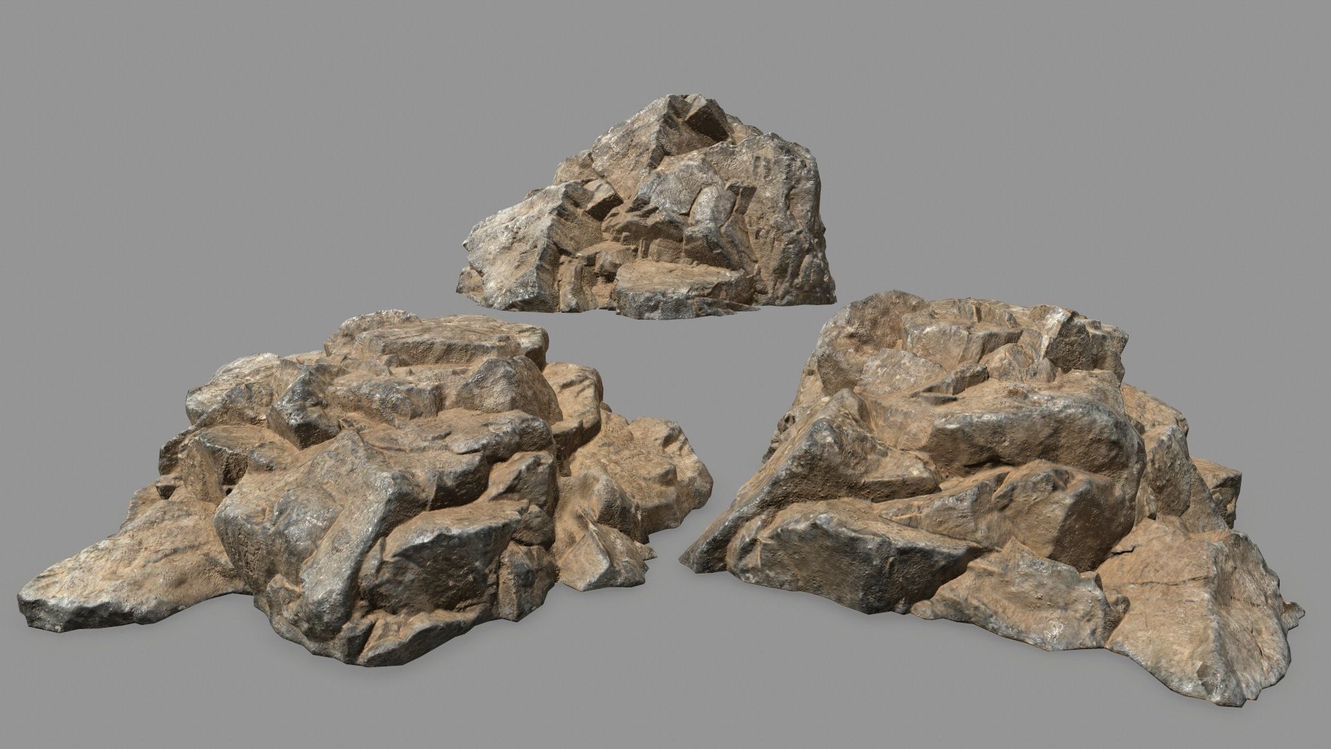 Rock Set Low-poly 3D model_1