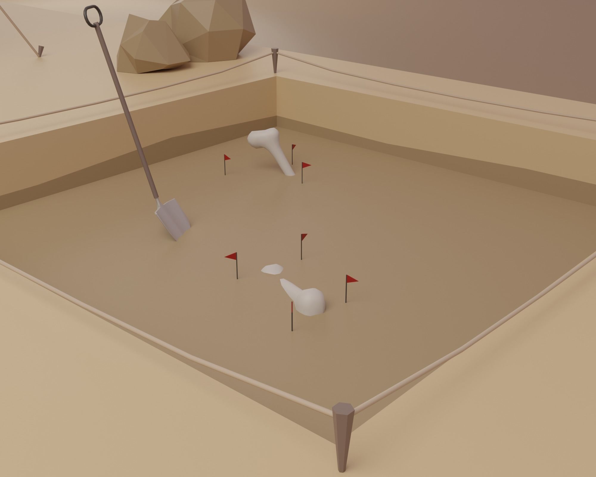 Archaeological site Low-poly 3D model_17