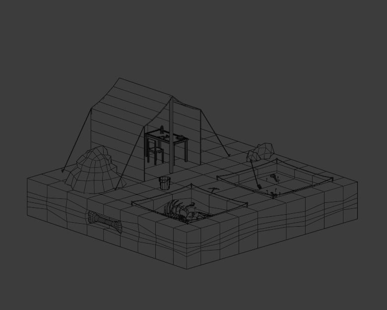 Archaeological site Low-poly 3D model_2