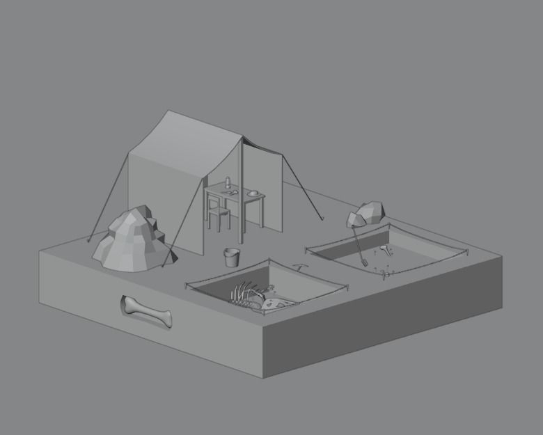 Archaeological site Low-poly 3D model_1