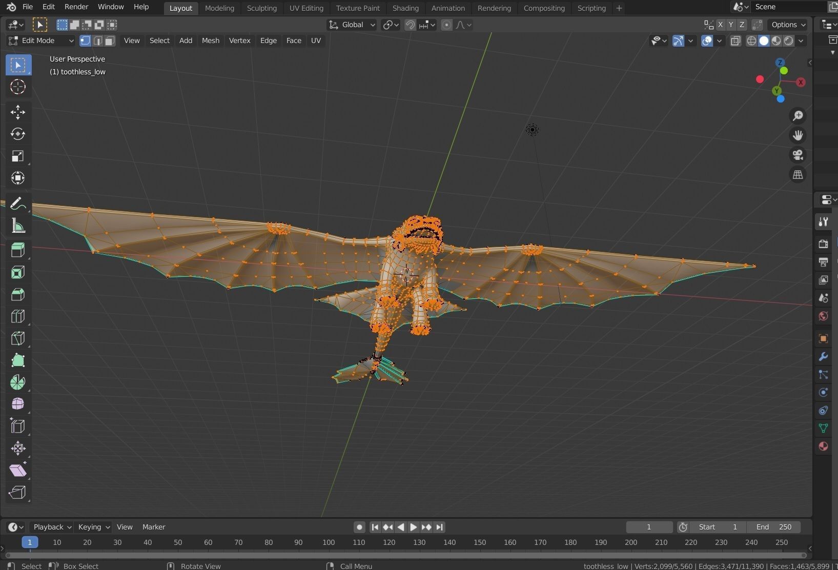 Toothless how to train your dragon Low-poly 3D model_3