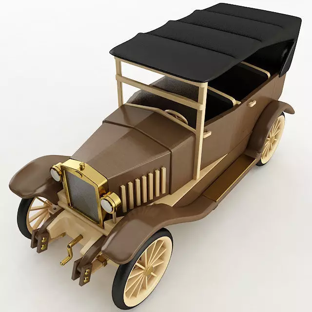 Vintage Wood Car 3D model