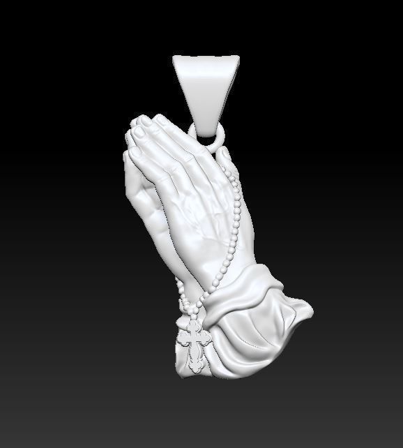 Praying Hands with Rosary Beads pendant 3D print model_2