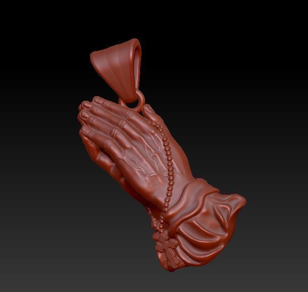 Praying Hands with Rosary Beads pendant 3D print model_3