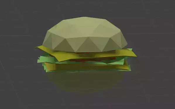 Low Poly Burger hamburger in polygonal shape