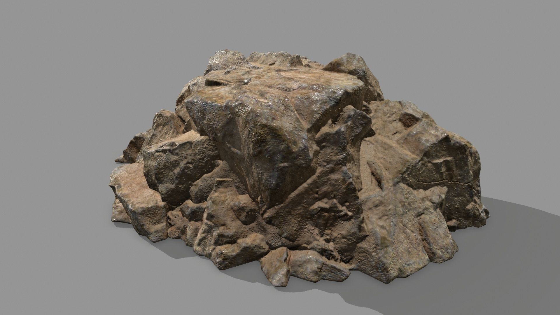 Rock Set pile of rocks Low-poly 3D model_5