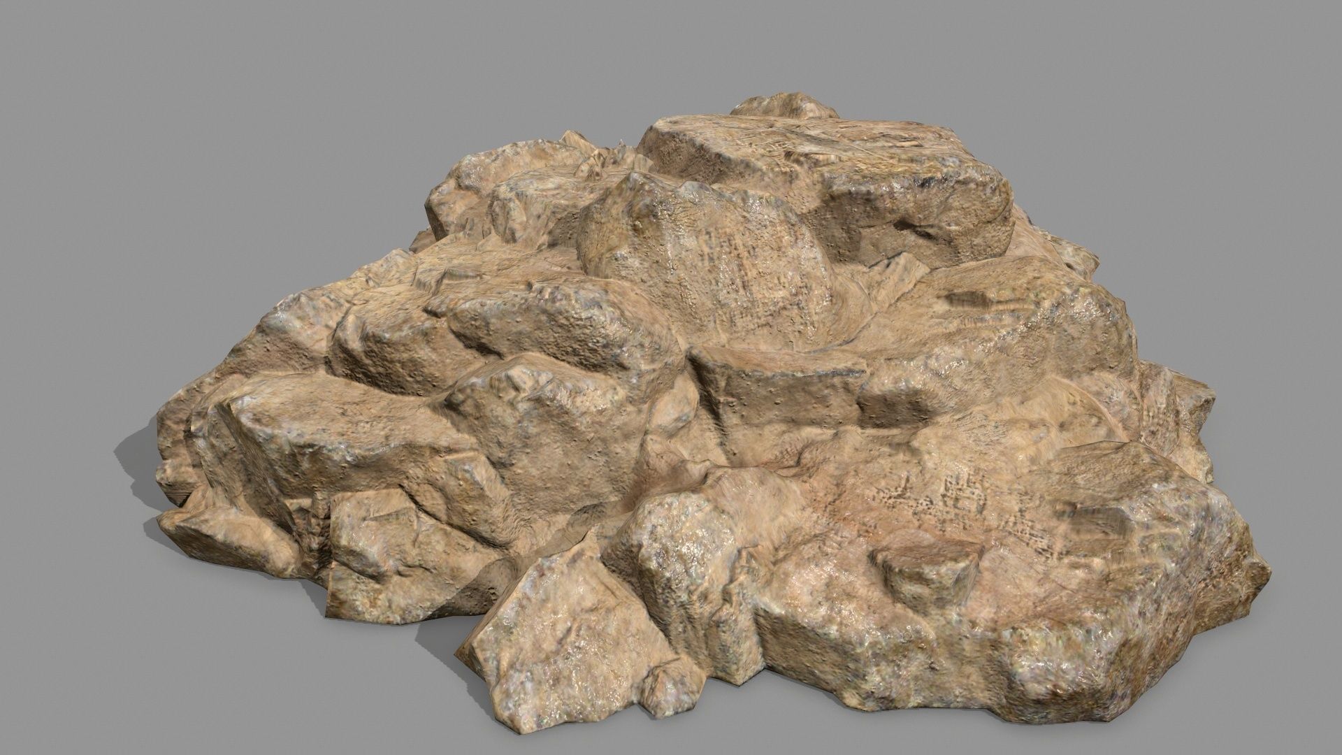 Rock Set pile of rocks Low-poly 3D model_3