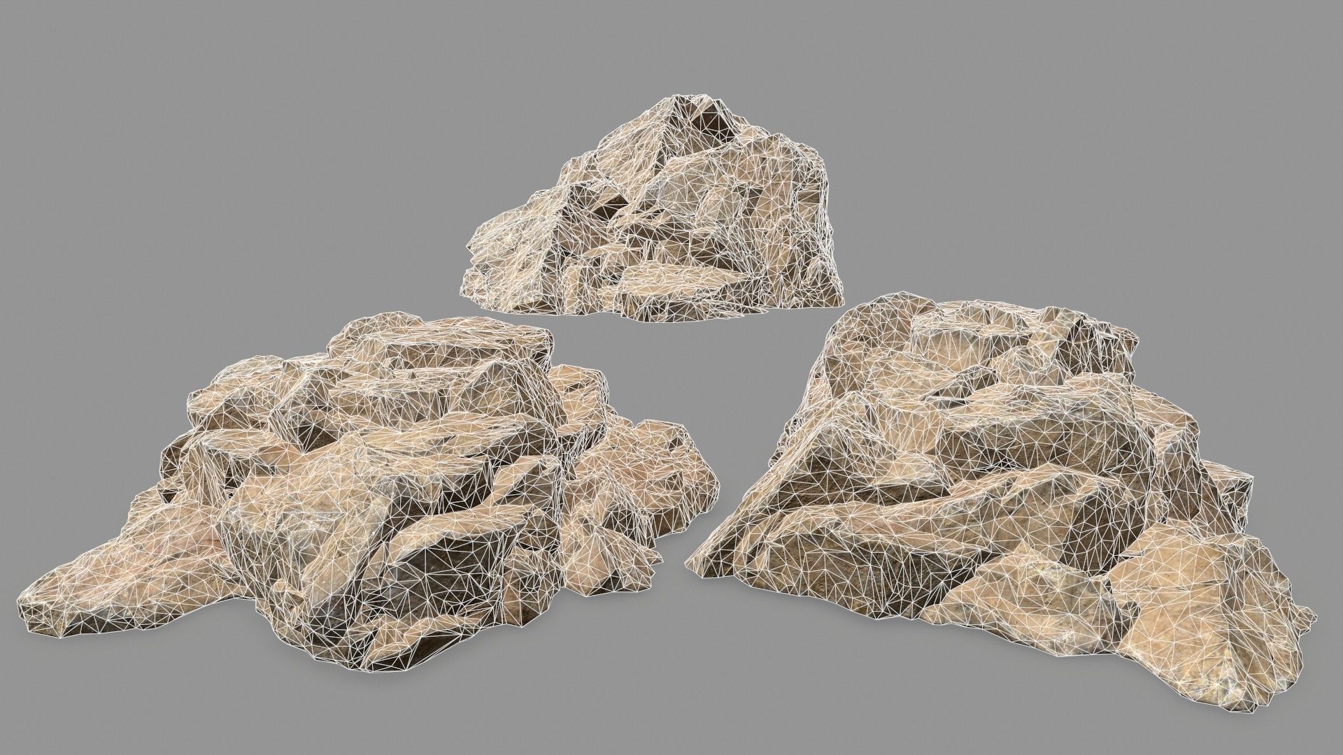 Rock Set pile of rocks Low-poly 3D model_11