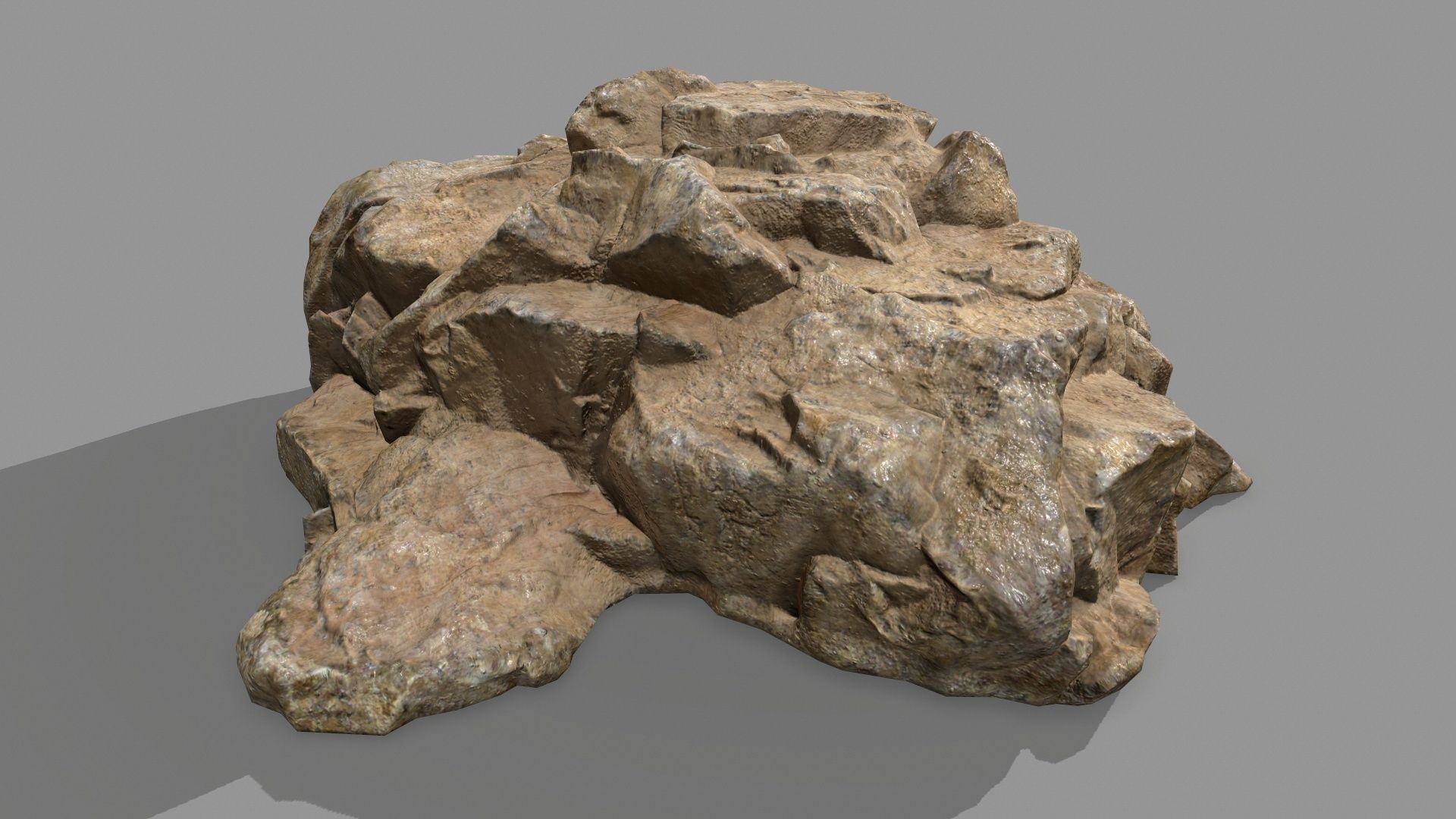 Rock Set pile of rocks Low-poly 3D model_4