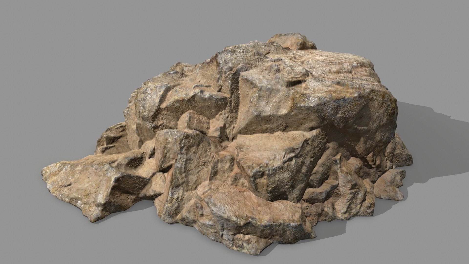 Rock Set pile of rocks Low-poly 3D model_6