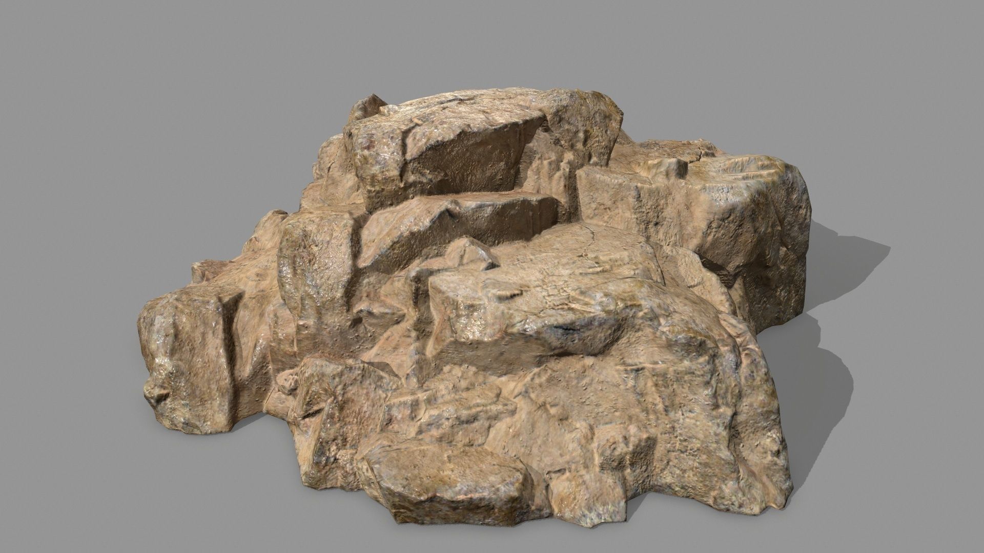 Rock Set pile of rocks Low-poly 3D model_2
