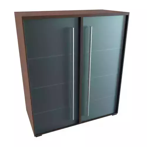 Bookshelf wooden cabinet with glass doors