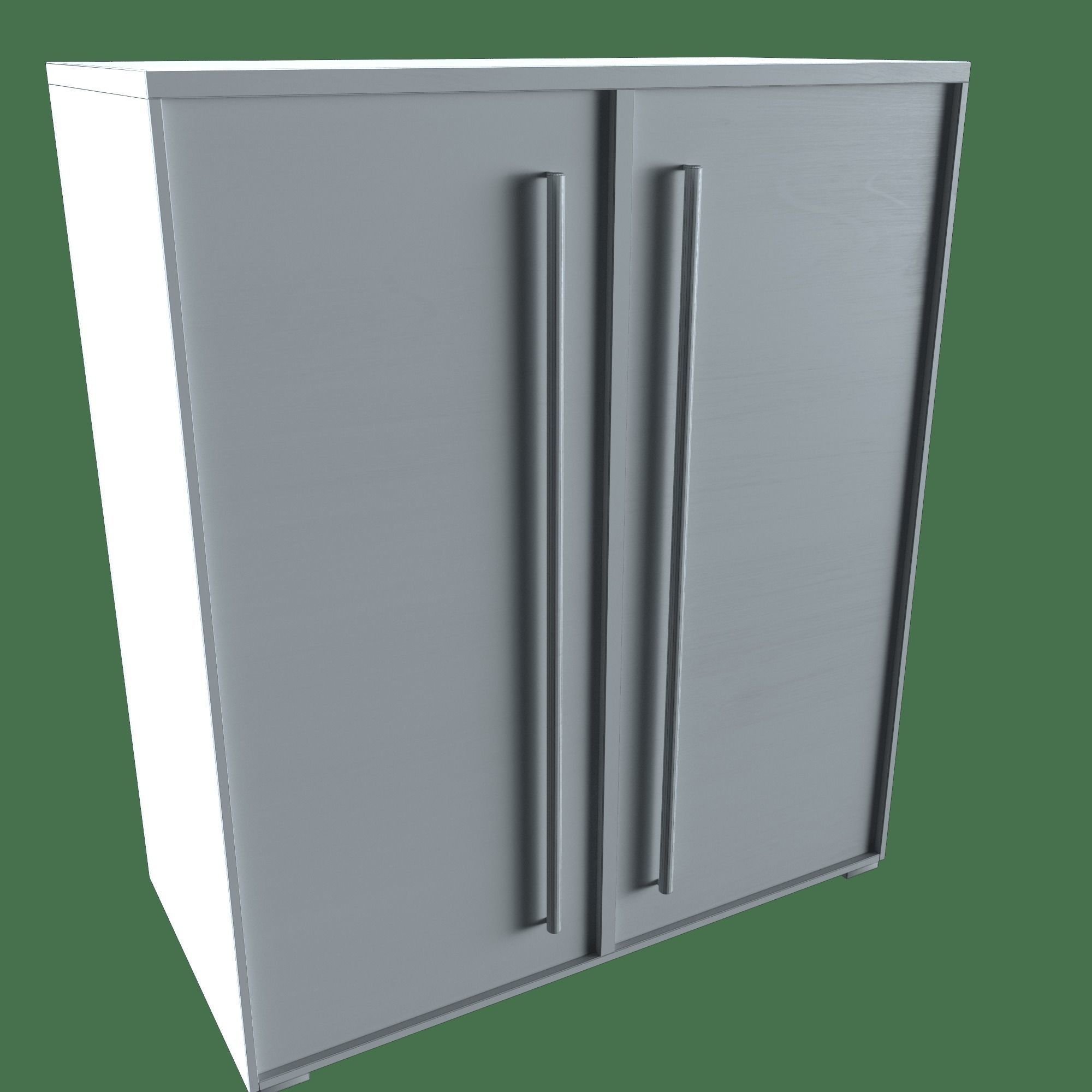 Bookshelf wooden cabinet with glass doors Low-poly 3D model_3