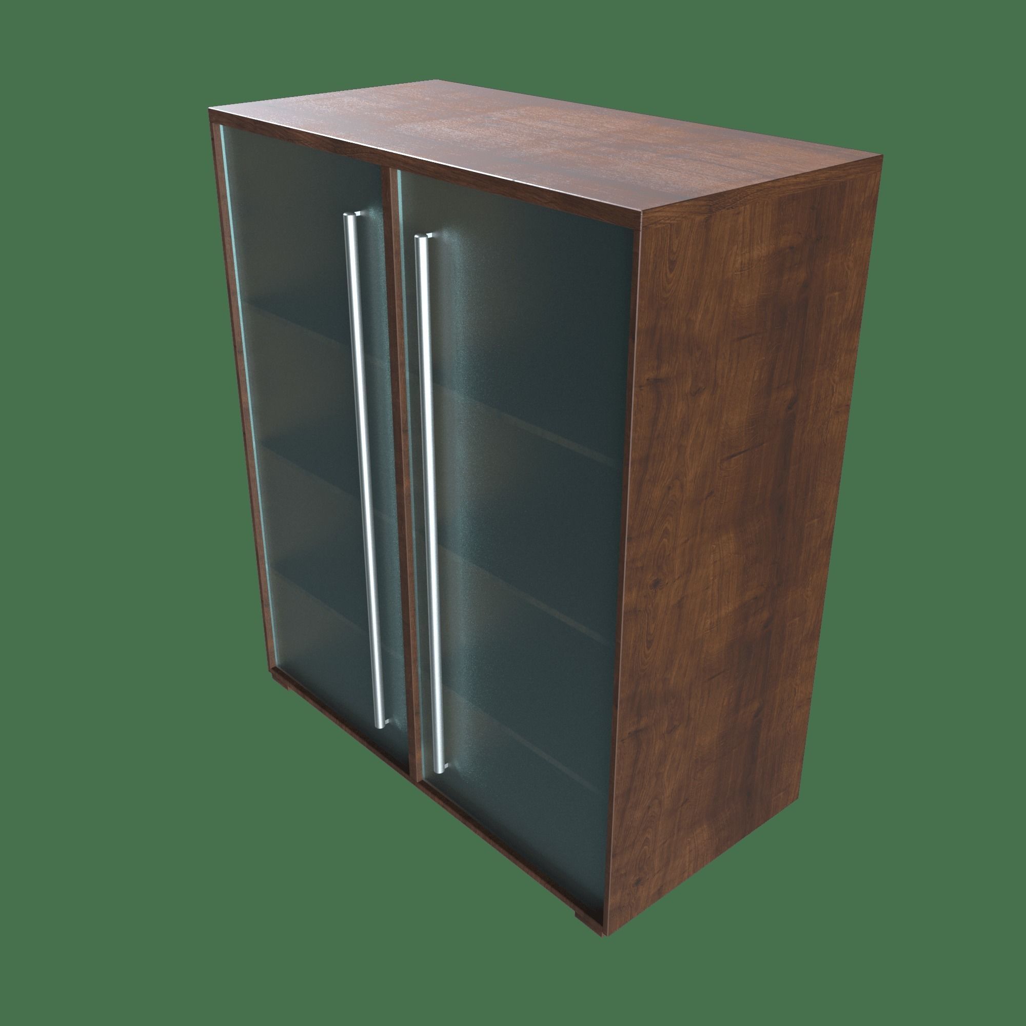 Bookshelf wooden cabinet with glass doors Low-poly 3D model_1