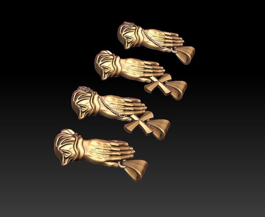Praying Hands pendant 3D print model_2