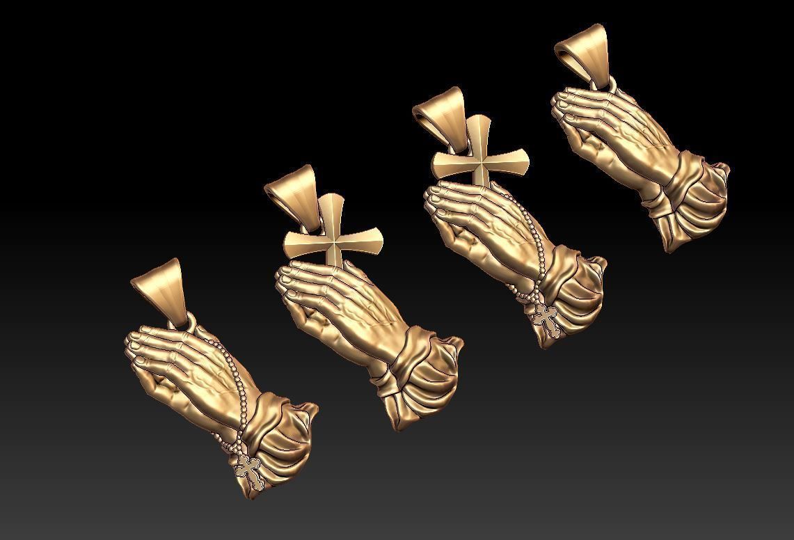 Praying Hands pendant 3D print model_4