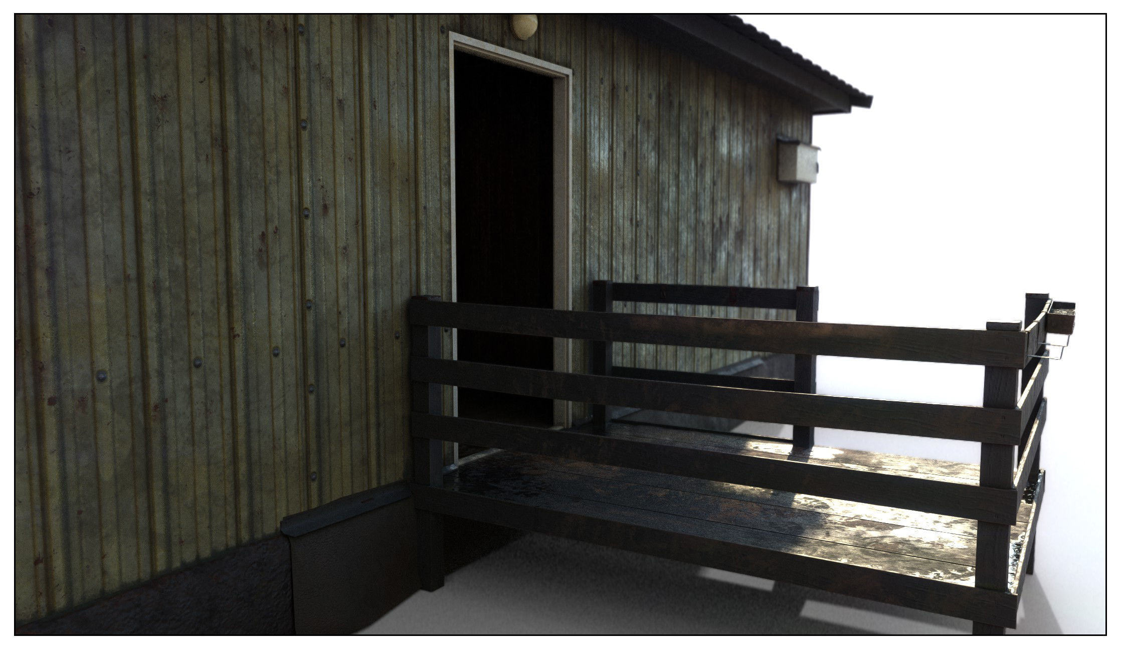 Abandoned House base 02 Low-poly 3D model_4